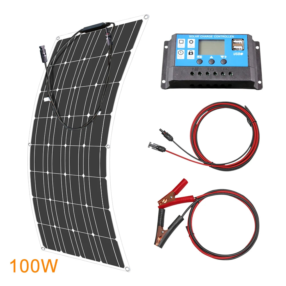 ASUNERGE Flexible Monocrystalline Waterproof Solar Panel for RVs and Boats