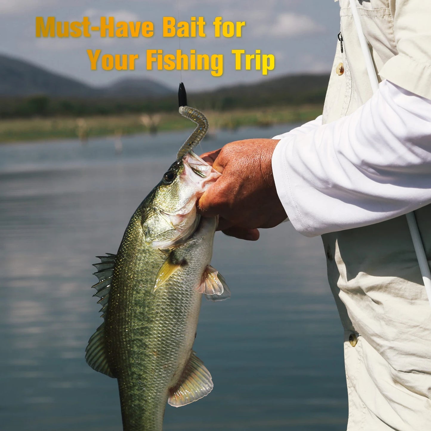 Dovesun 50Pcs Wacky Worm Bass Trout Fishing Lures Kit
