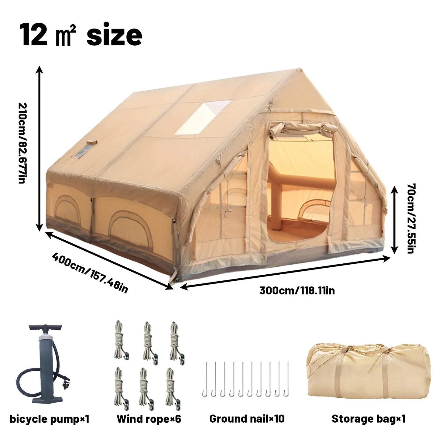 Pakicetus Inflatable Tent With Skylight Quick Setup 4 To 6 People