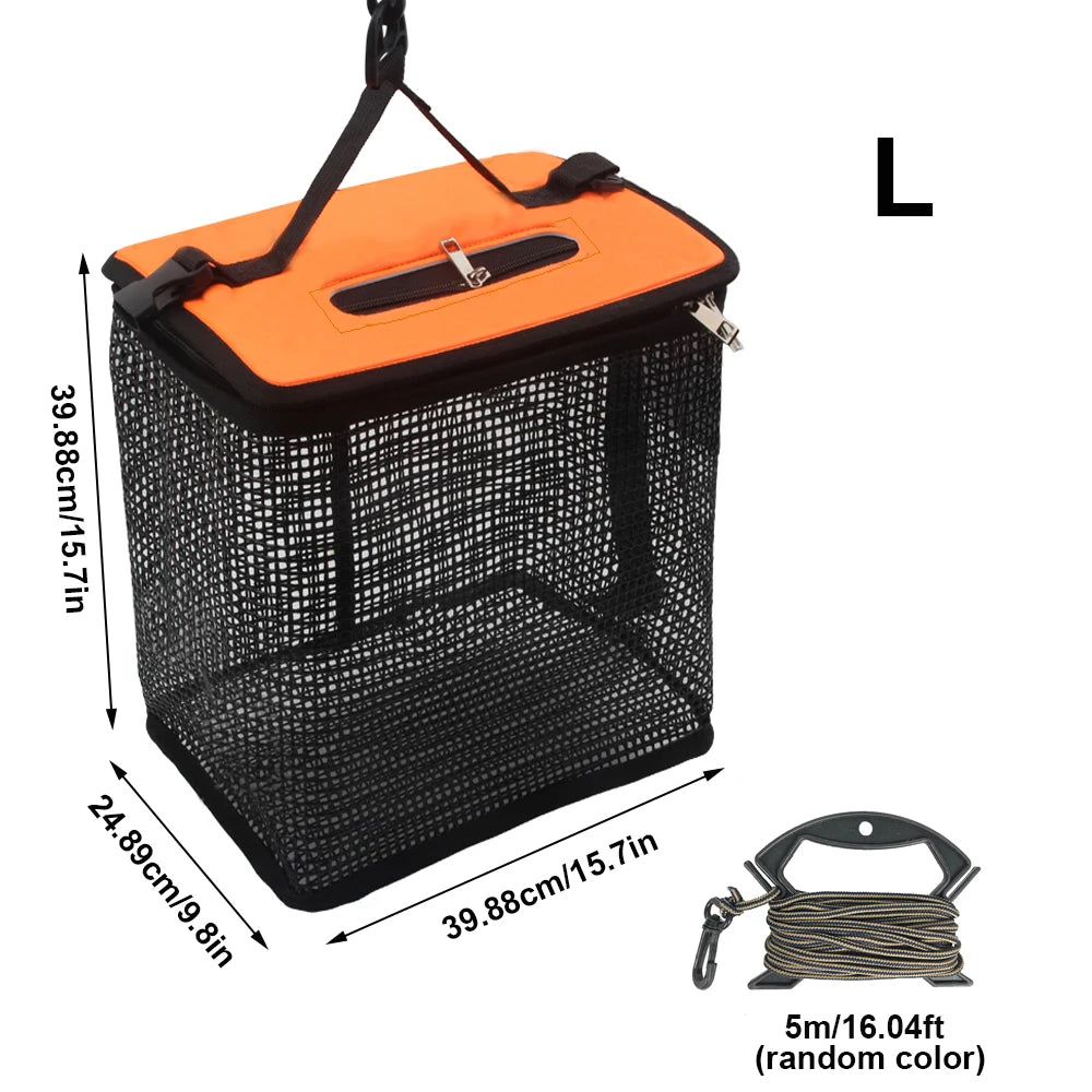 Floating Fish Basket Collapsible Minnow Bucket Portable Mesh For Catching Fish