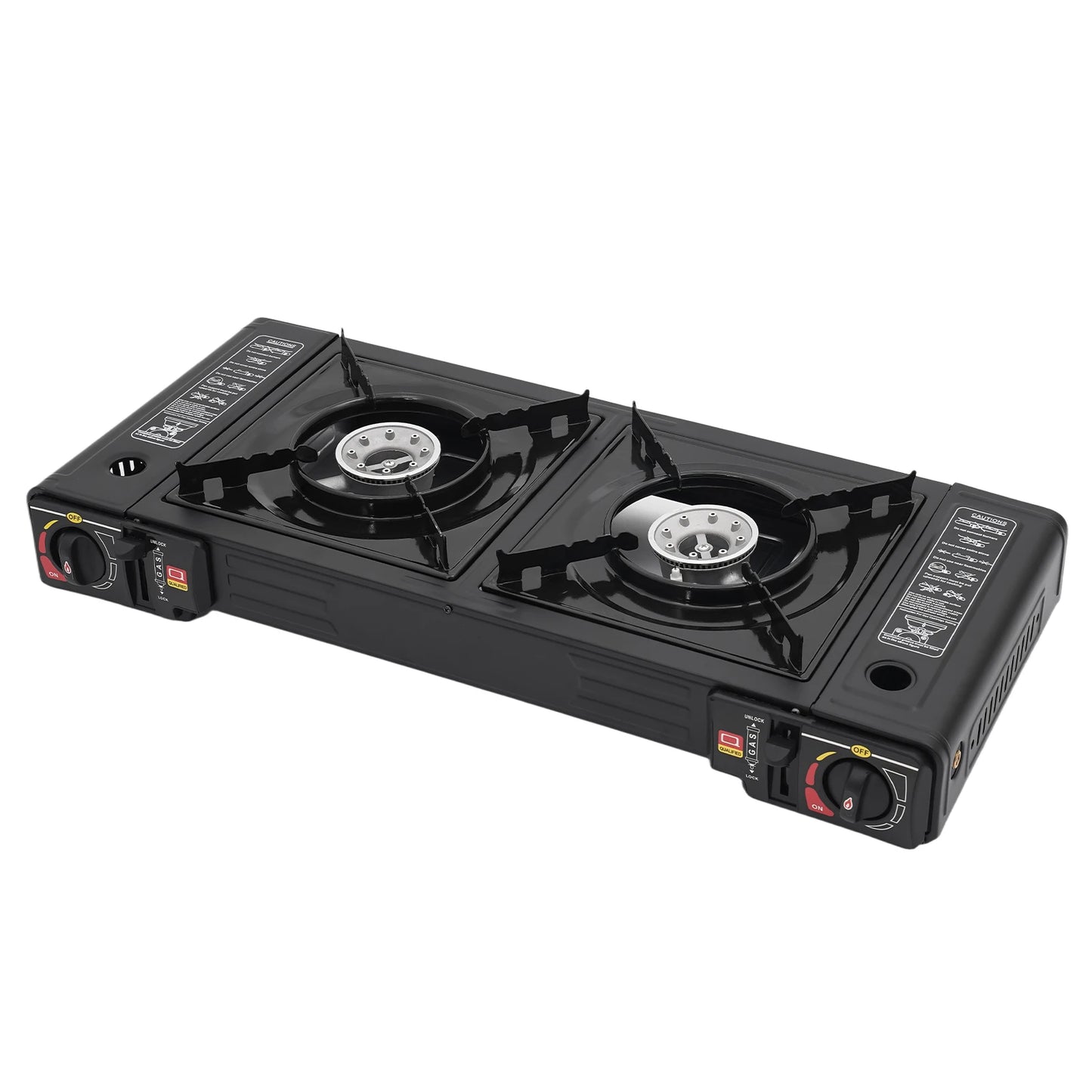 Portable 2 Burner Gas Stove With Piezo Ignition LPG Butane Carry Case