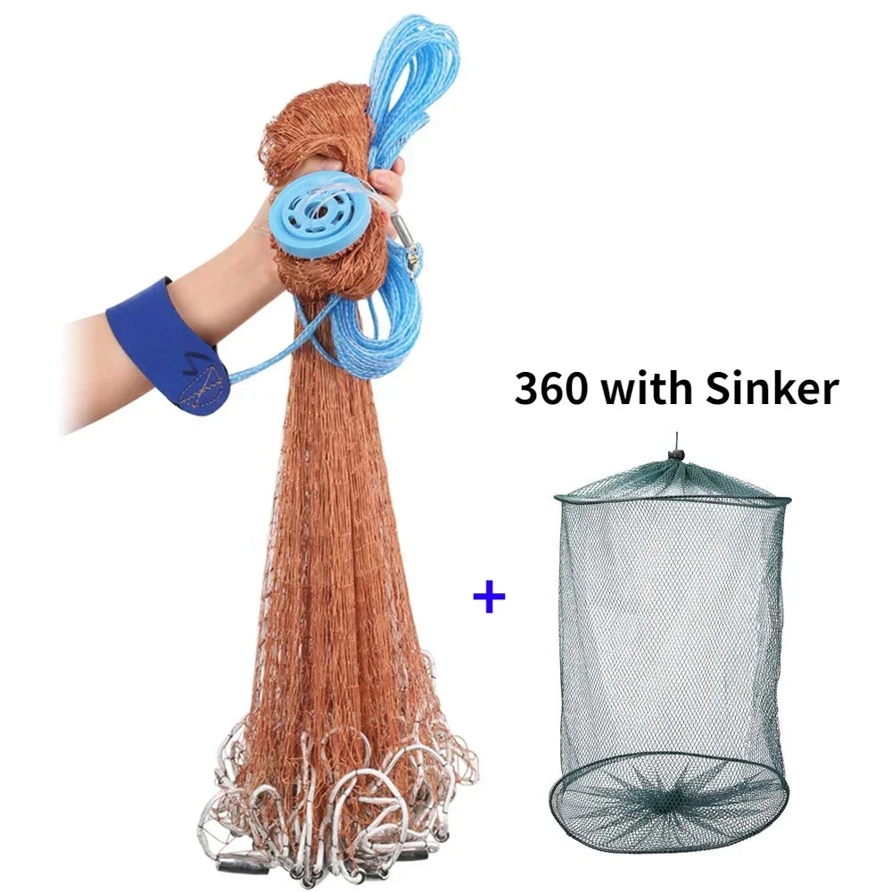 Hand Cast Net for Fishing With Sinker Options