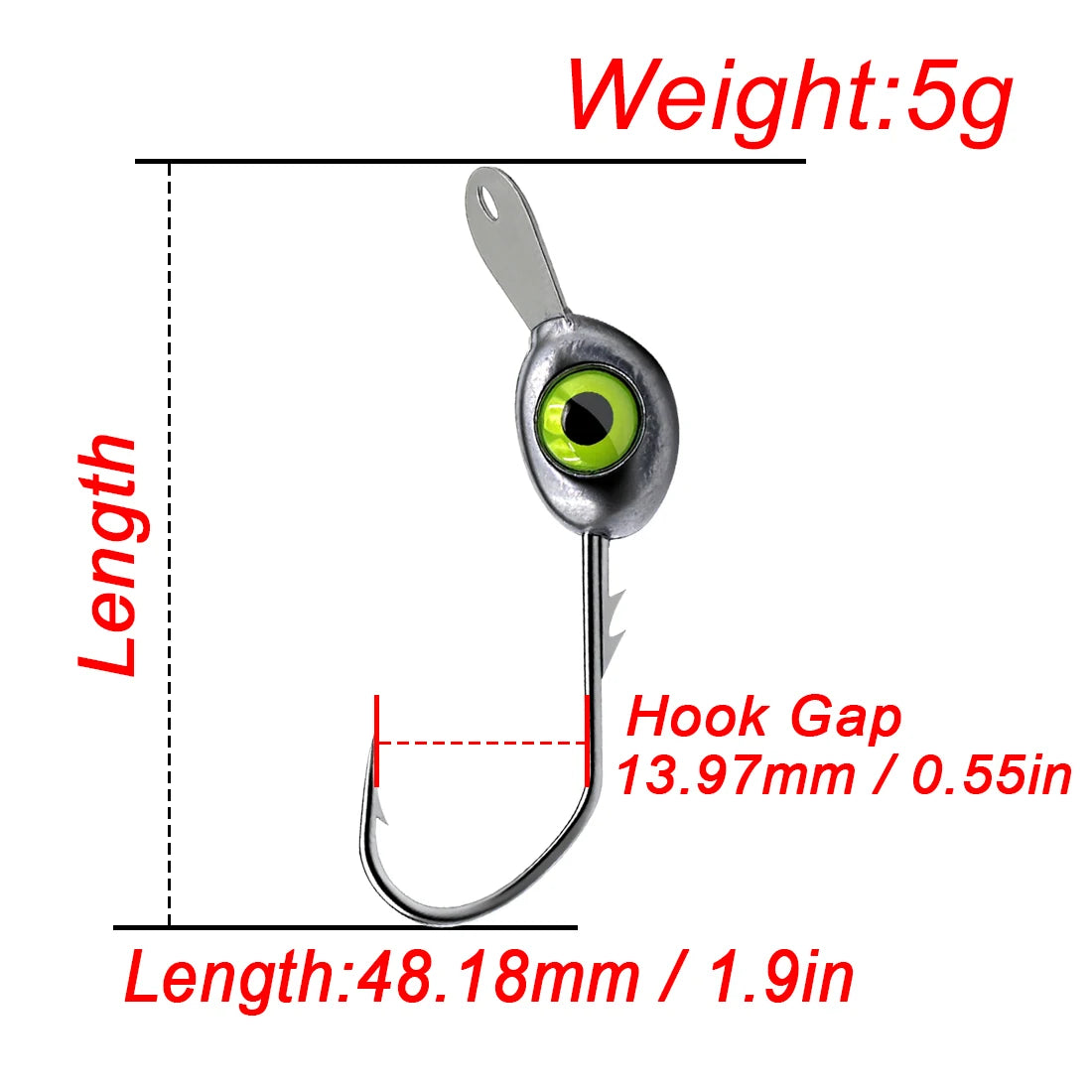 FishTrip Jig Heads 10Pcs Anti Snag Minnow Swing Hooks