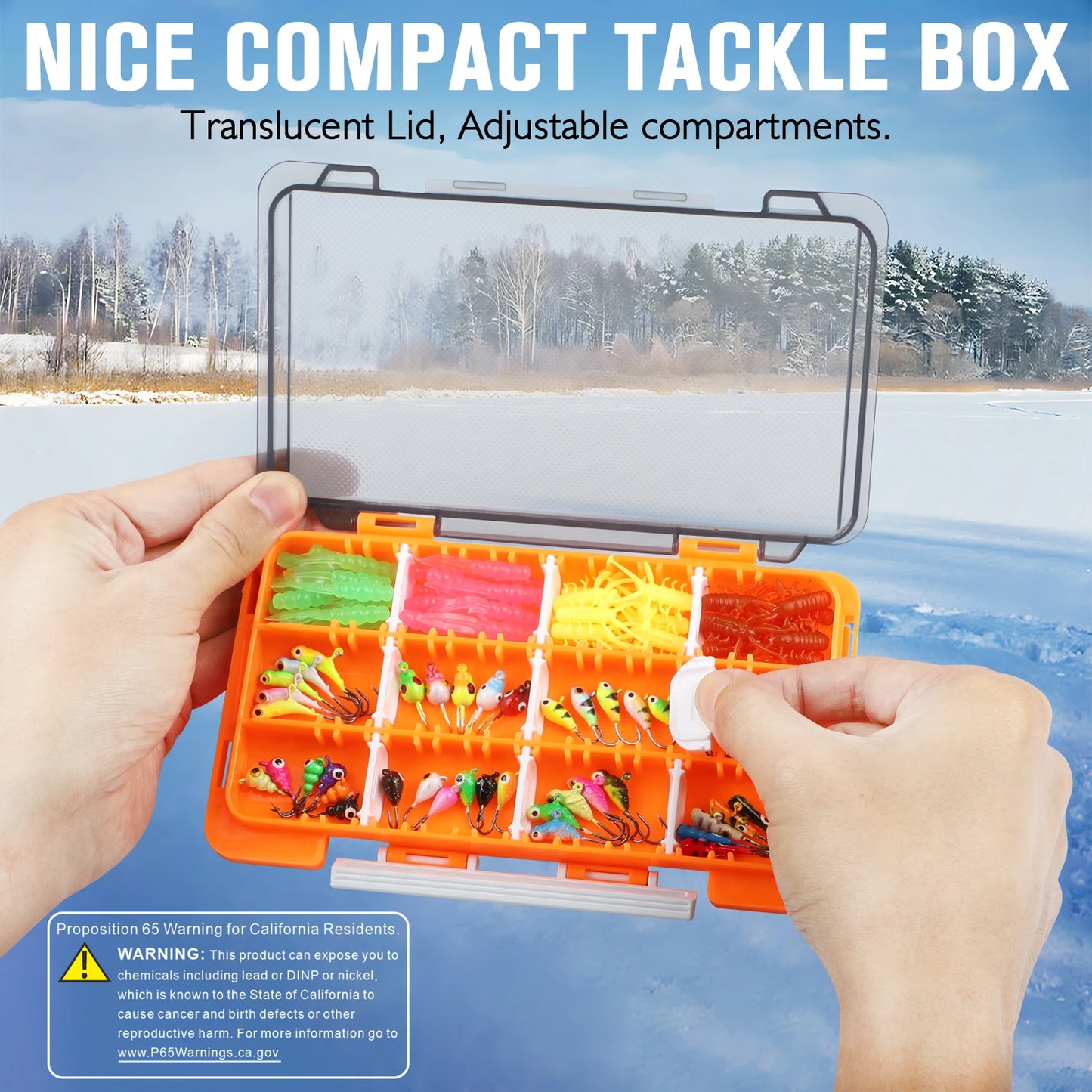 DOVESUN Ice Fishing Jigs Kit With Glow Lures Walleye Crappie