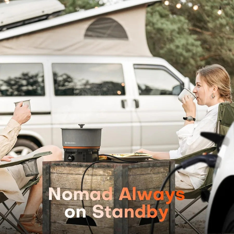 Nomad Electric Camping Stove 200 To 1000W With Pan Pot 120V Windproof