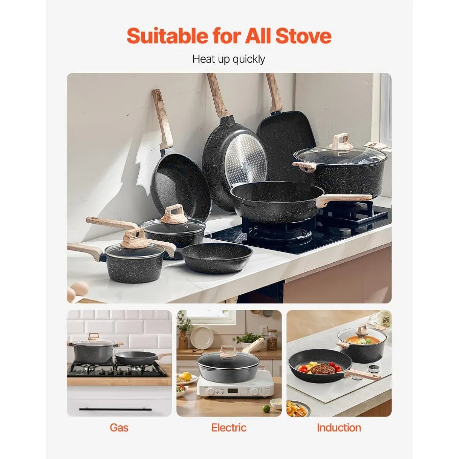 High Concerned Chemical 19 Piece Pots And Pans Nonstick Set