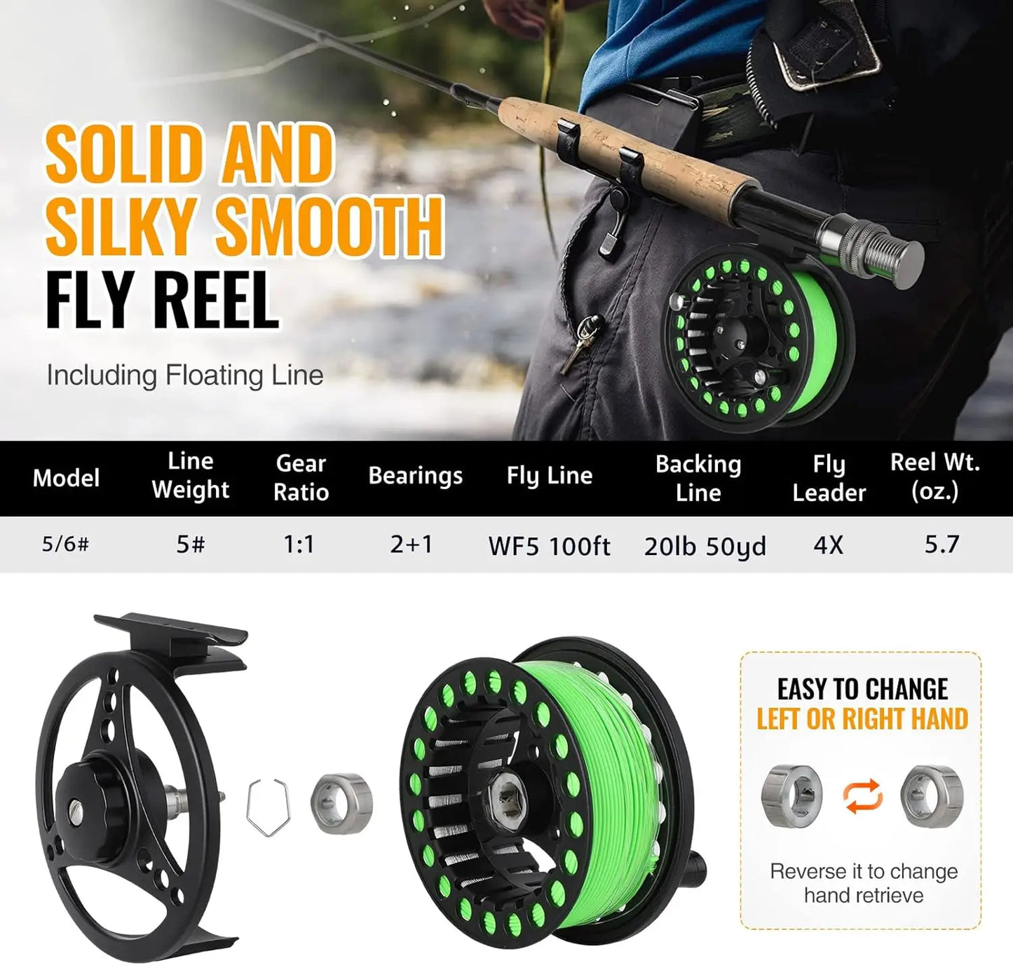 Lightweight Graphite Fly Rod and Reel Combo Starter Kit