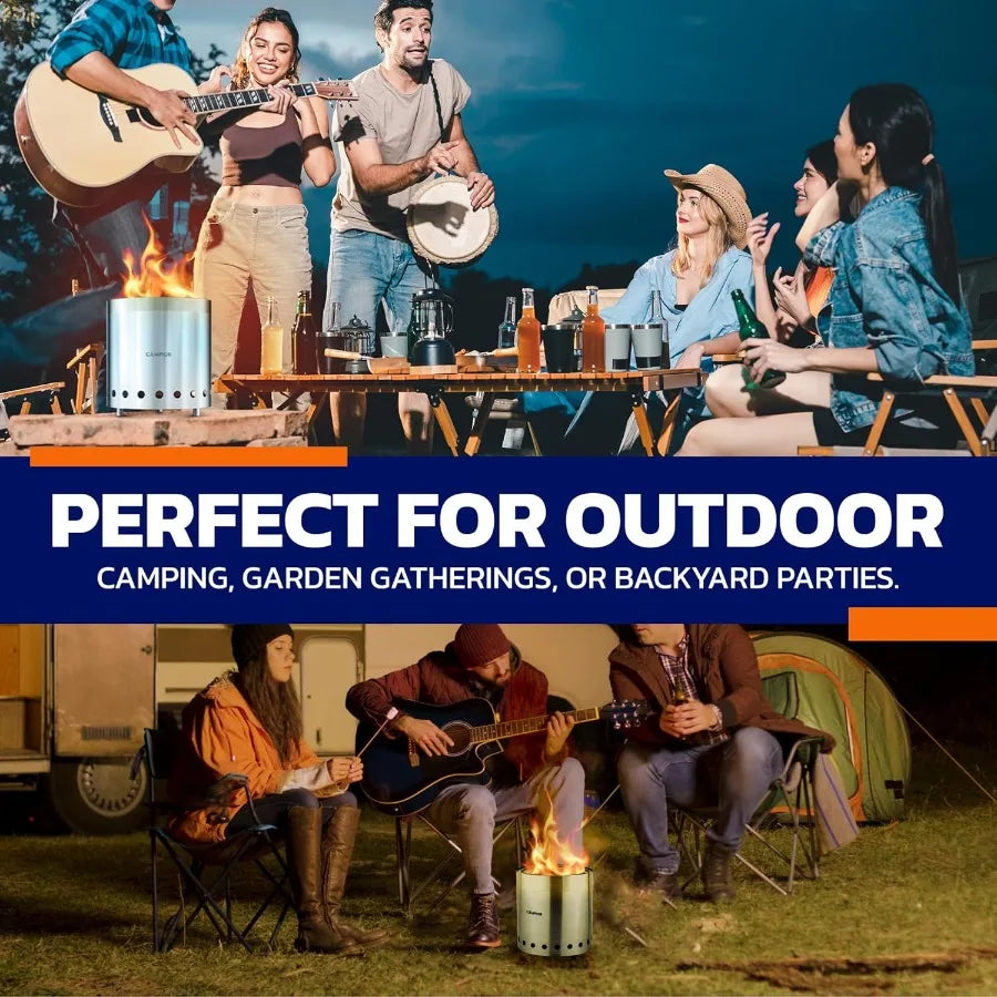 Smokeless Wood Burning Fire Pit Stove For Camping And Outdoor