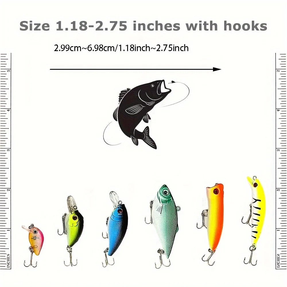 30 Pcs Fishing Lure Set Crankbaits Minnow Baits Hooks For Freshwater Saltwater