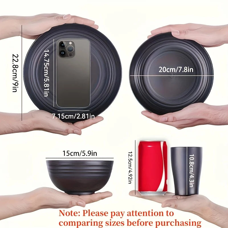 FCM Unbreakable Plastic Dinnerware Set Microwave and Dishwasher Safe