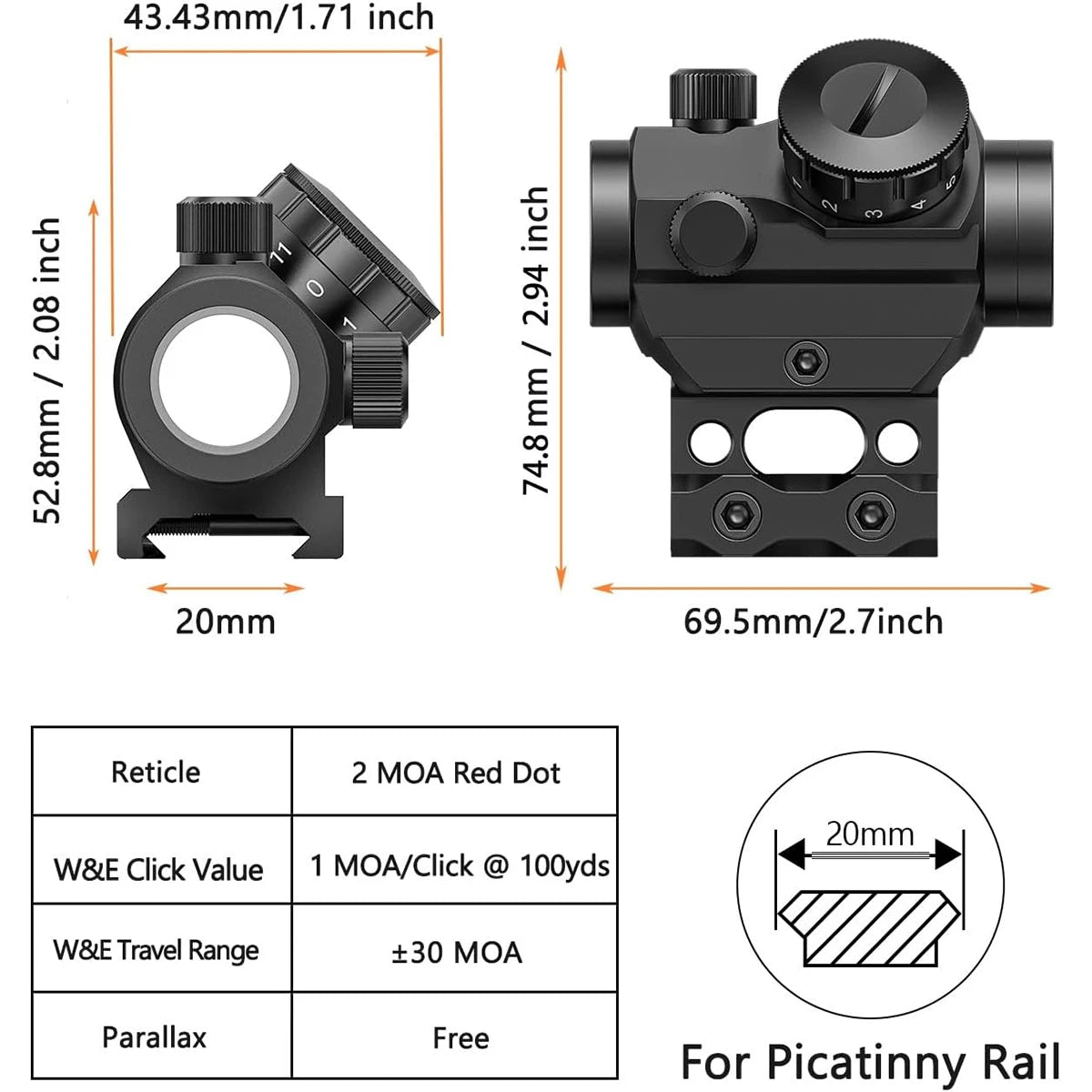 Nabila Red Dot Sight Reflex Fogproof Waterproof Shockproof