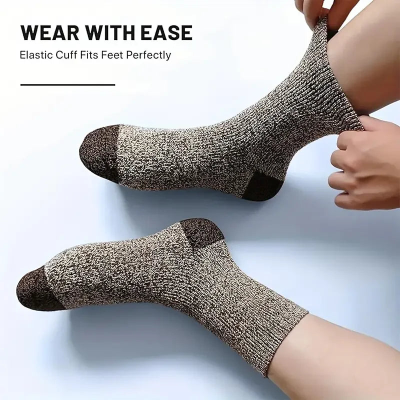 Guangdong Cotton Thick Socks For Men 5 Pairs Warm Hiking