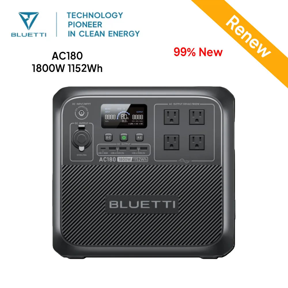 BLUETTI AC180 Solar Portable Power Station 1800W For Outdoor Adventures
