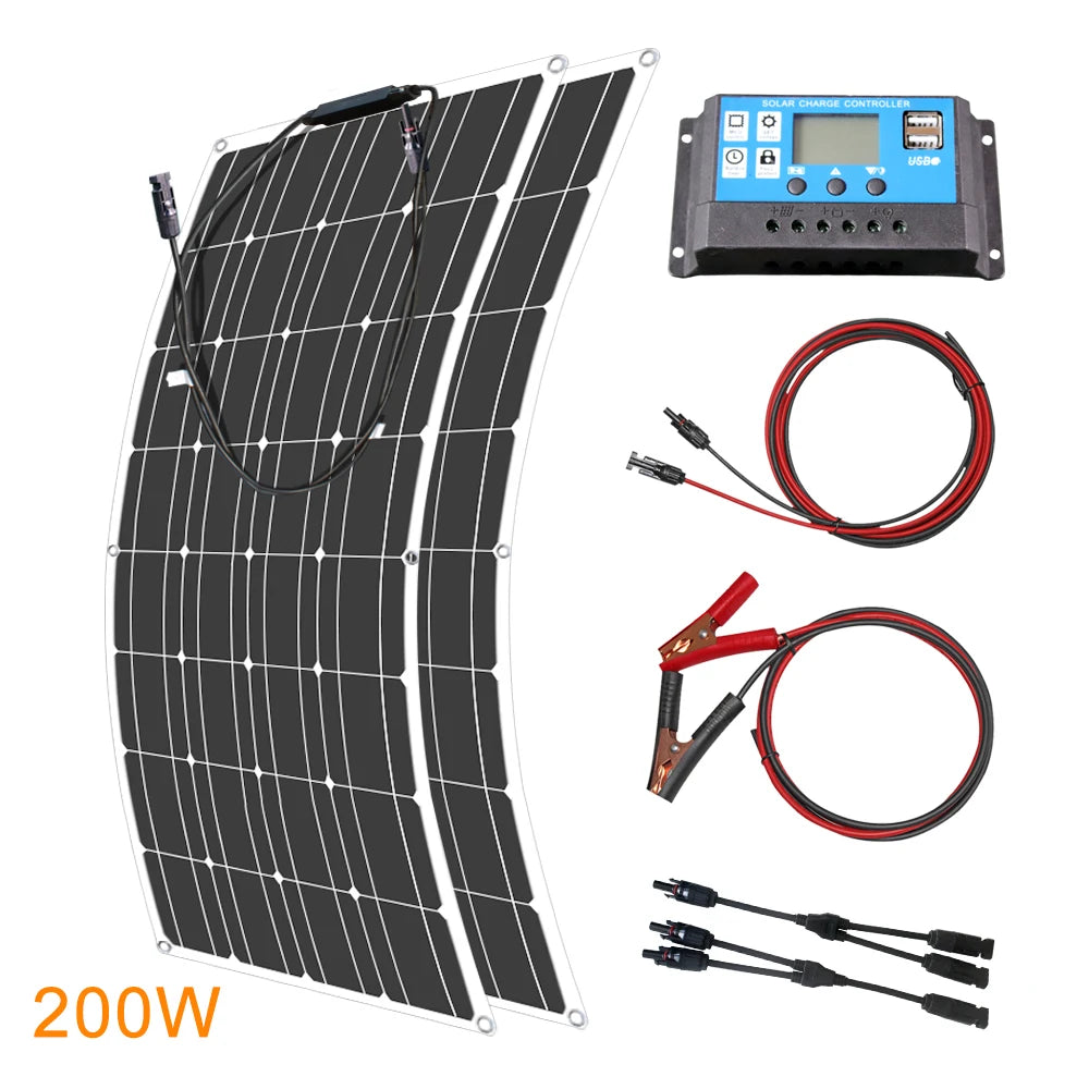 ASUNERGE Flexible Monocrystalline Waterproof Solar Panel for RVs and Boats