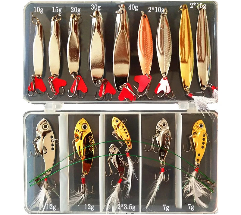 FORREECCIC Jigging Spoon Fishing Lure Set For Ocean Angling Tackle