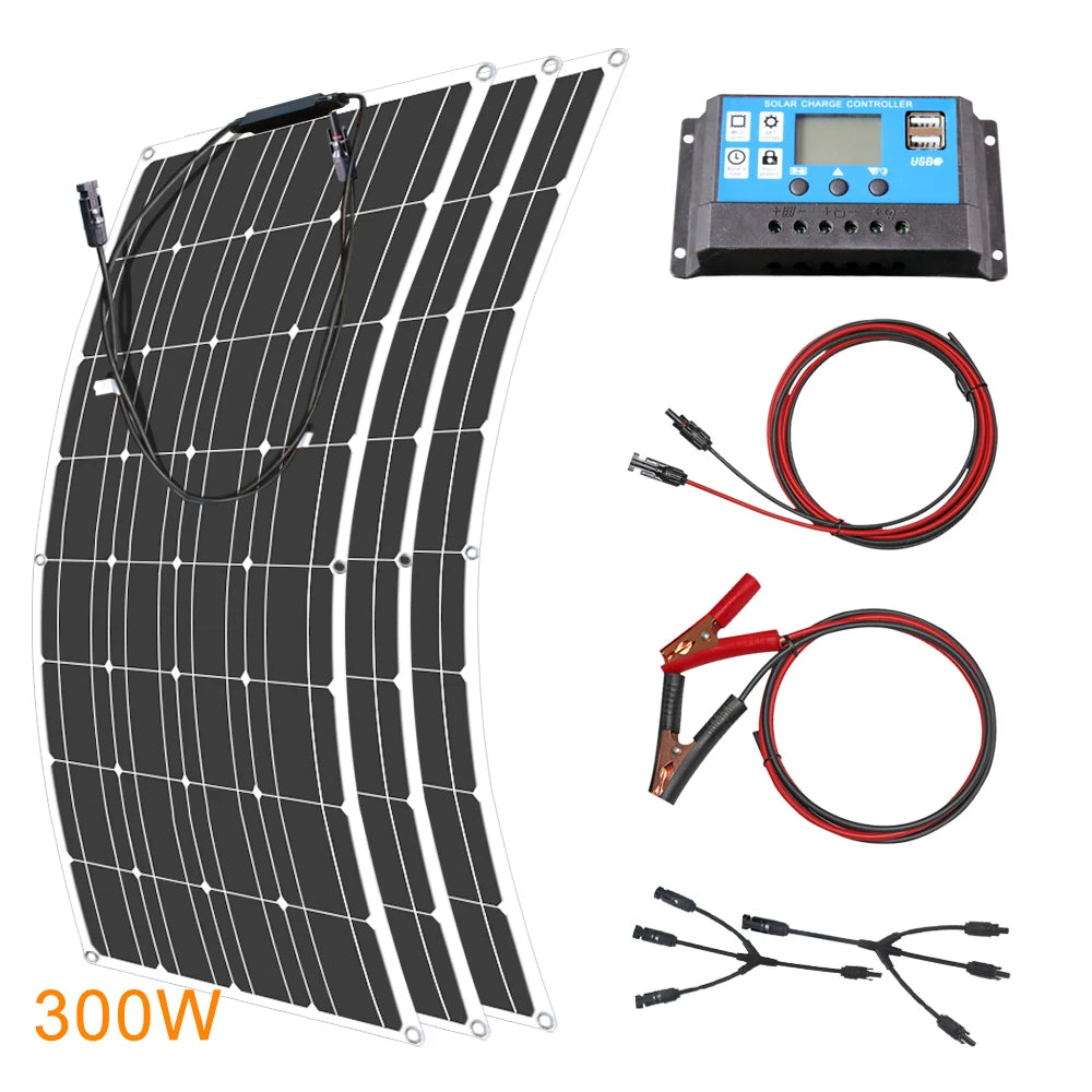 ASUNERGE Flexible Monocrystalline Waterproof Solar Panel for RVs and Boats