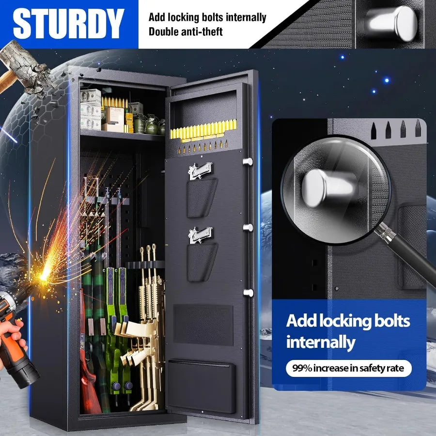 XMSJ Gun Safe Biometric Fingerprint Lock For Rifles Pistols Fireproof