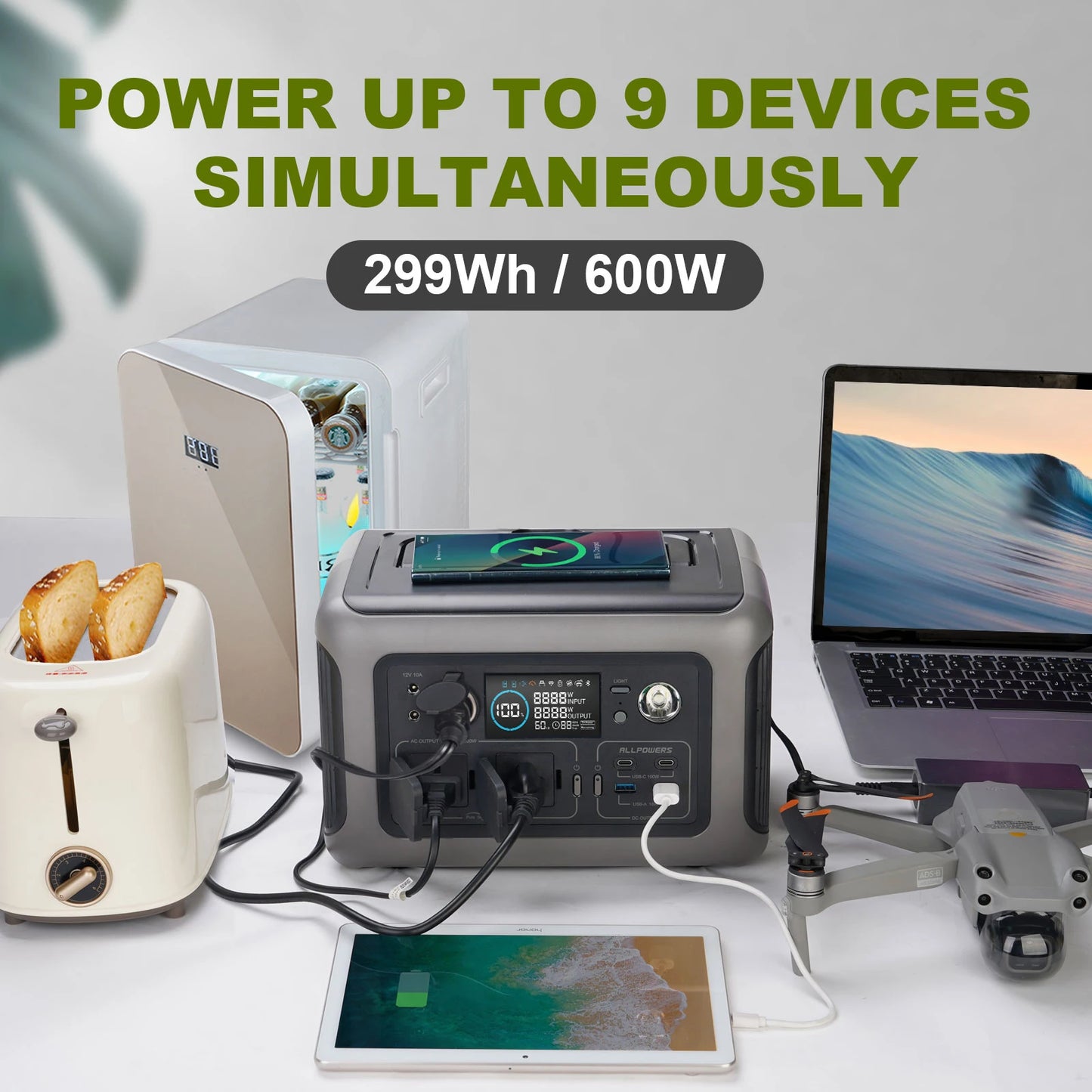 Allpowers R600 Portable Power Station With Solar Panel 299Wh LiFePO4