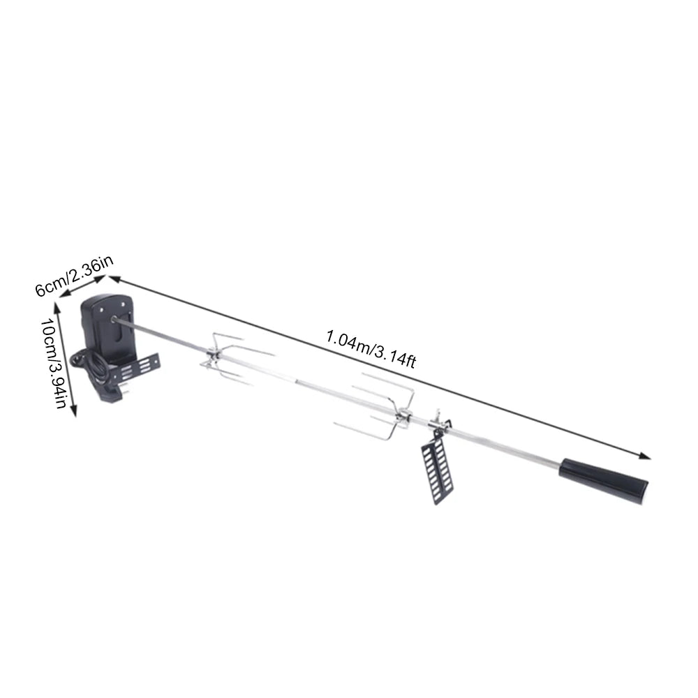 Electric BBQ Grill Spit Roaster Rotisserie Kit For Outdoor Grilling