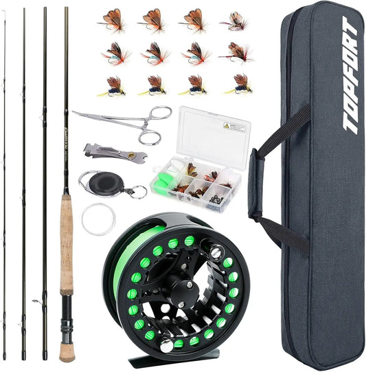 Lightweight Graphite Fly Rod and Reel Combo Starter Kit