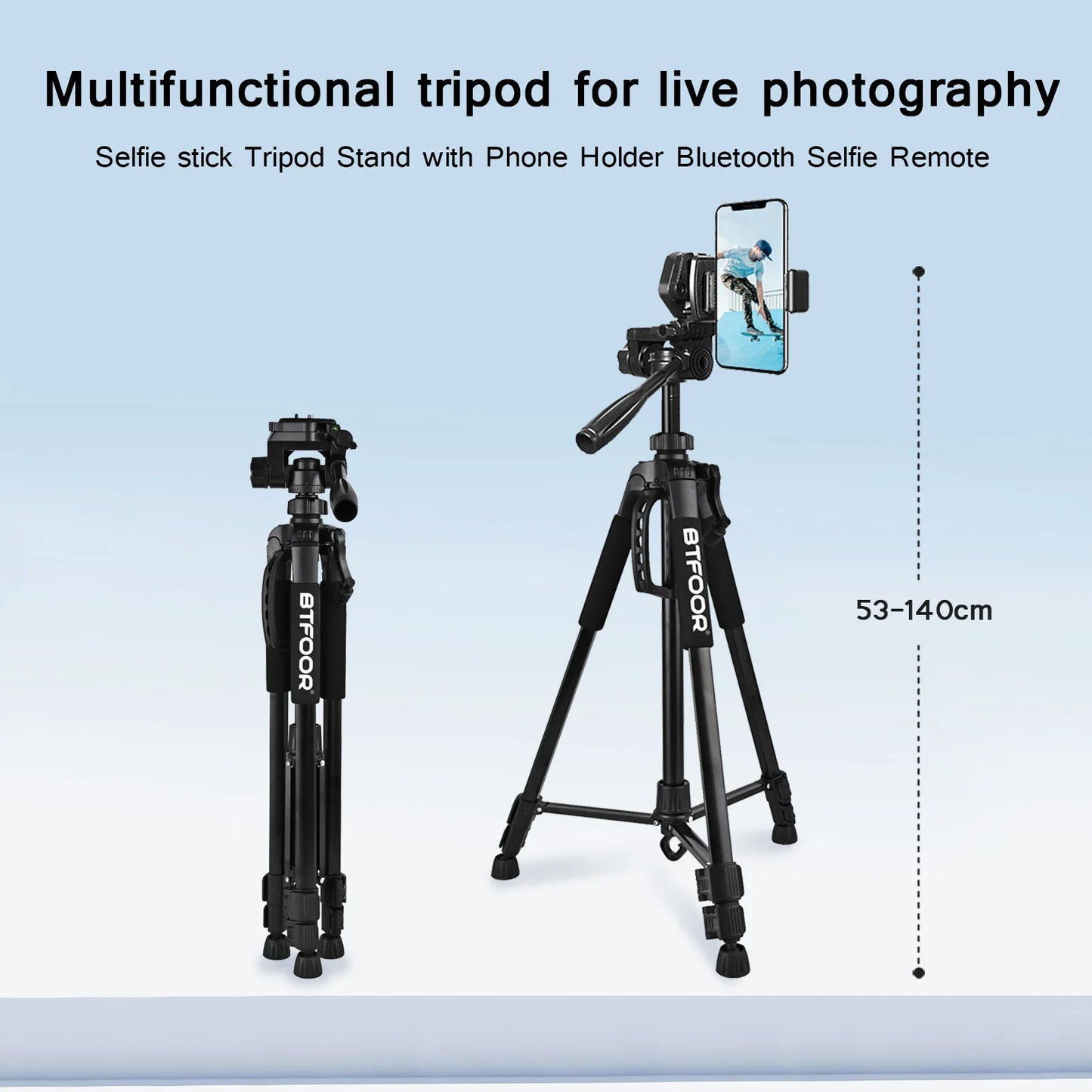 BAODEL Travel Digital Camera Tripod Pan Head Phone Mount DSLR