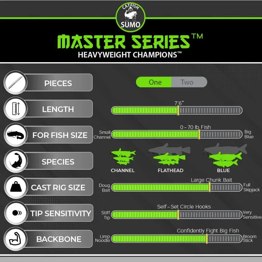 Master Series Catfish Baitcasting Rod For Heavy Lure Fishing