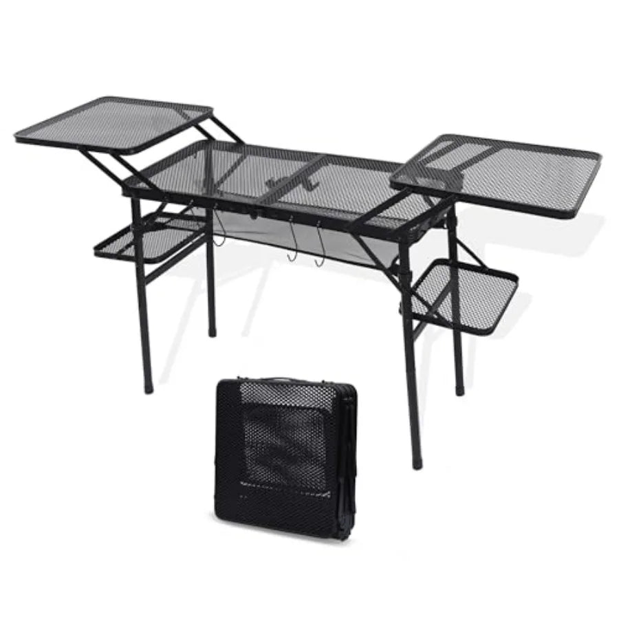 Camping Folding Tailgate Grill Table With Mesh Net
