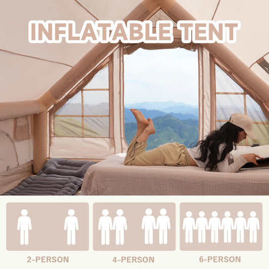 Pakicetus Inflatable Tent With Skylight Quick Setup 4 To 6 People