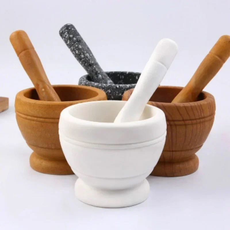 Plastic Mortar And Pestle Set Garlic Herb Spice Grinder Bowl