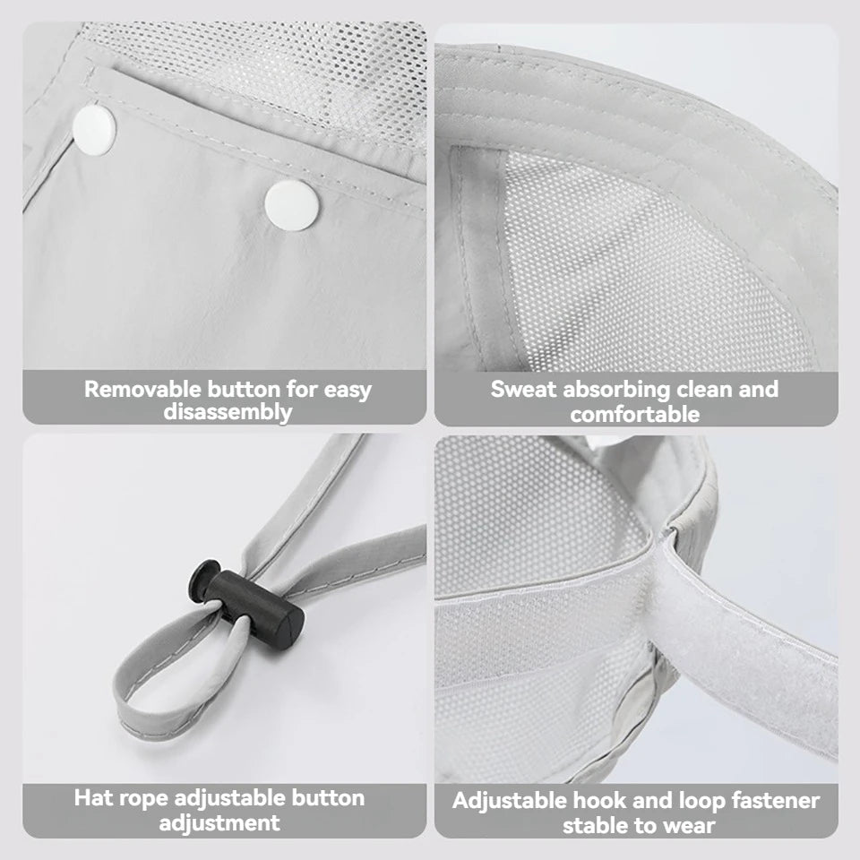 WALK FISH Fishing Cap UPF50+ Summer Sports Breathable Fashion Foldable Cap Sweat Absorption Full Face Sunscreen Hat