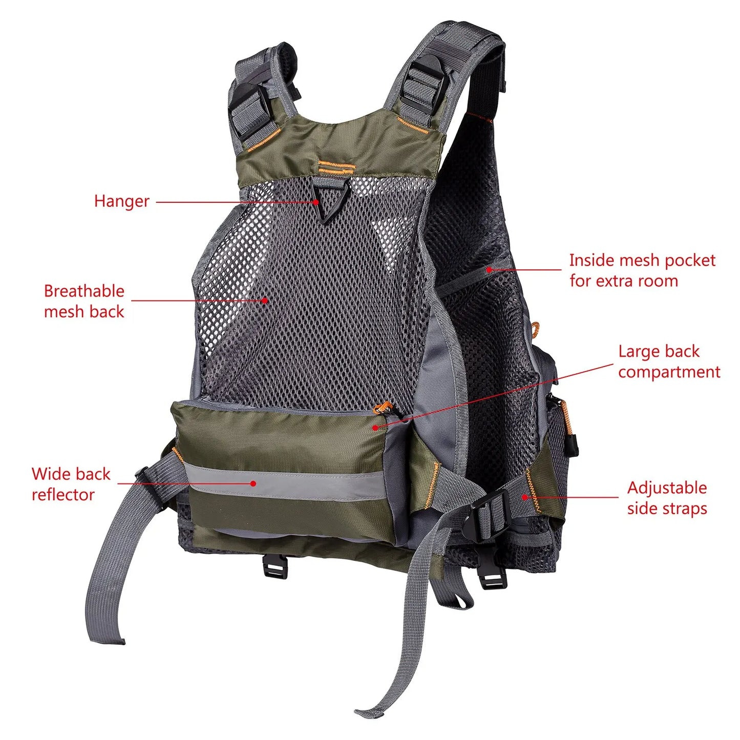 Bassdash Breathable Adjustable Fishing Vest For Outdoor Sports And Tackle