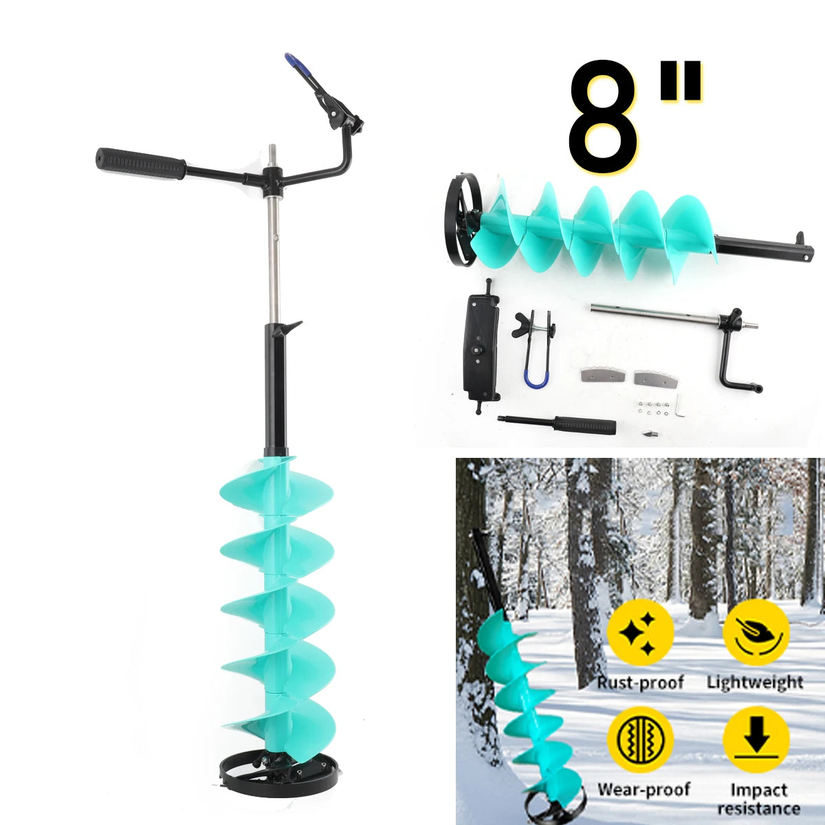 Electric Ice Auger Drill Bit With Positioner Extension Rod