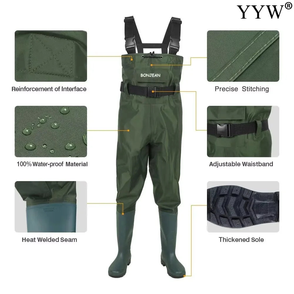 Waterproof Fishing Waders With Boots Durable Overalls Kit For Men Women