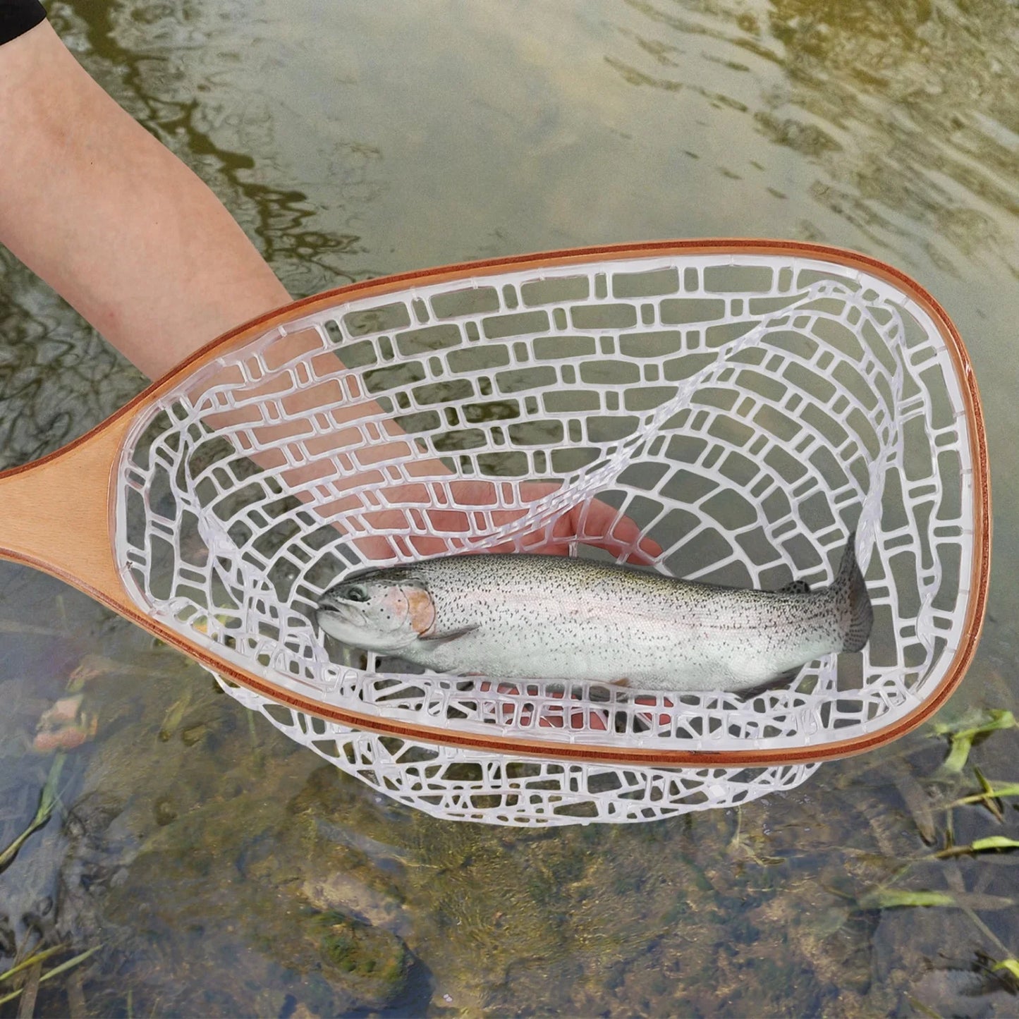 HiMISSH Wooden Frame Trout Fly Fishing Landing Net For Catch And Release