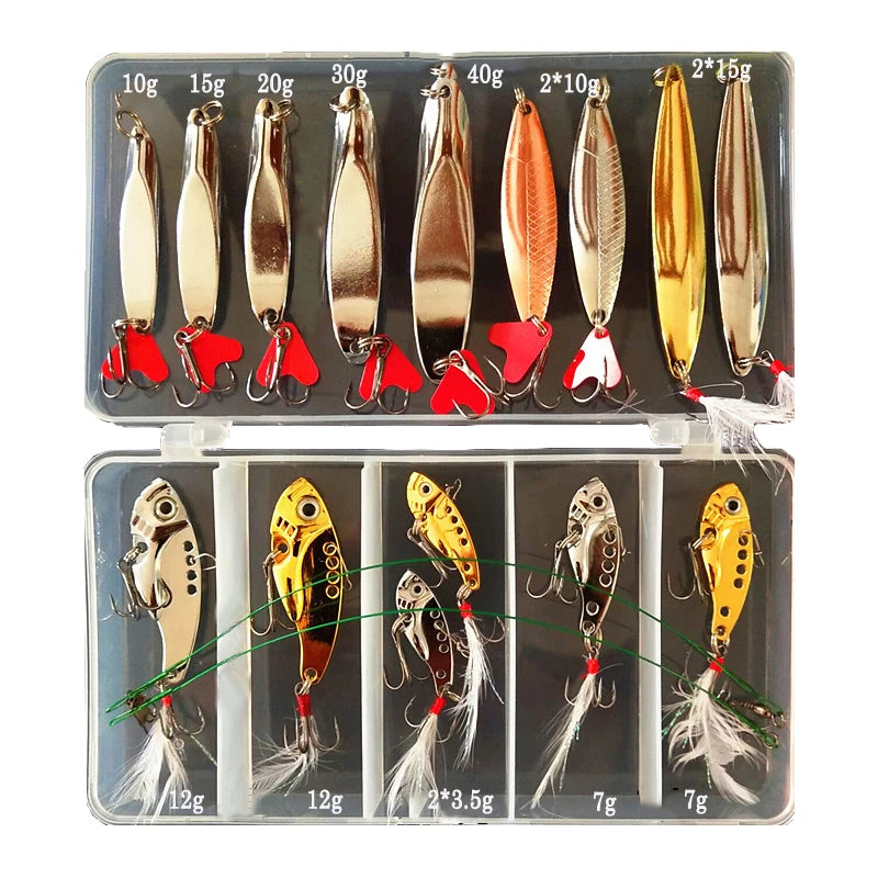 FORREECCIC Jigging Spoon Fishing Lure Set For Ocean Angling Tackle