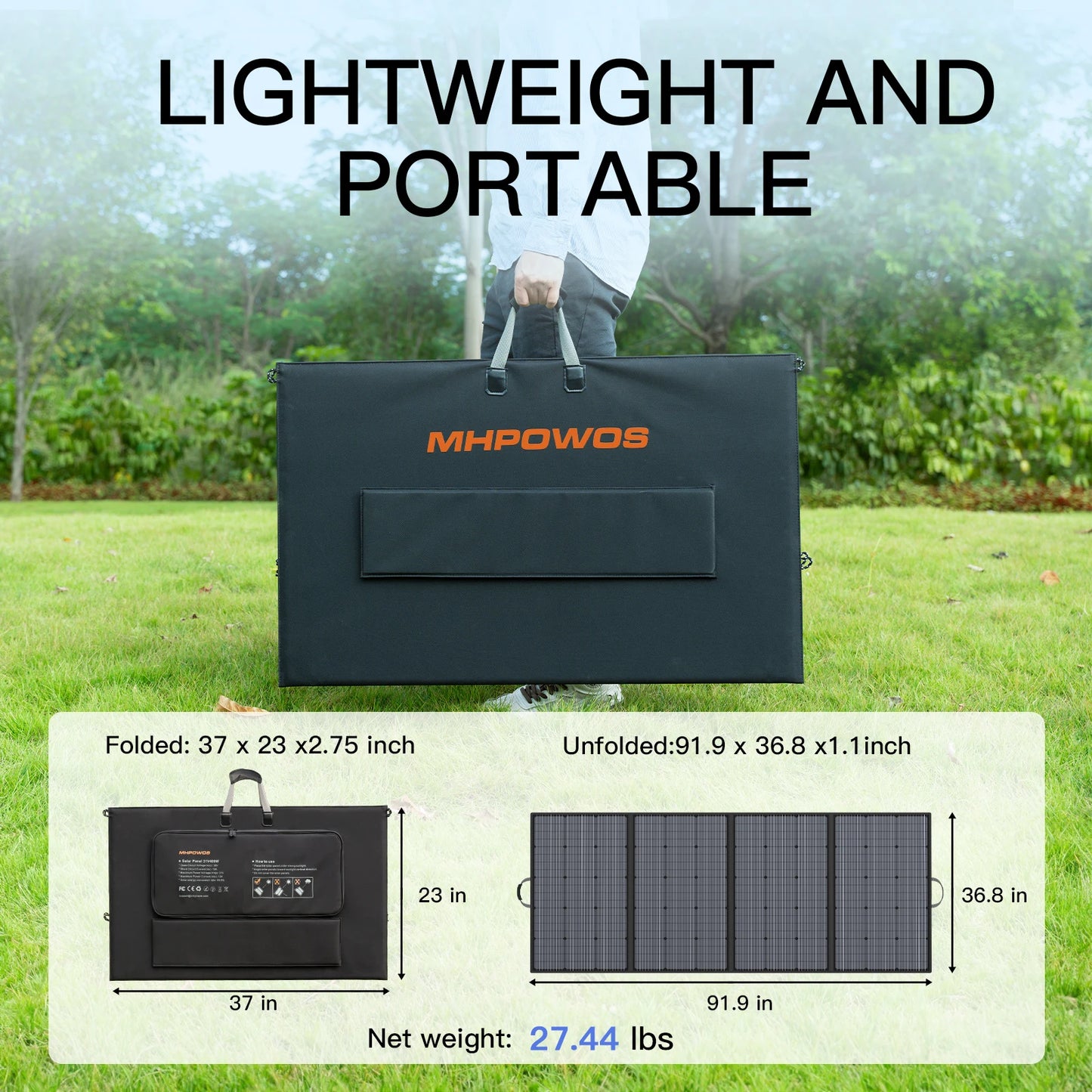 MHPOWOS 400W Foldable Portable Solar Panel For Power Stations