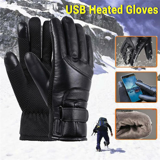 Shunmaii Leather Electric Heating Gloves Waterproof Touchscreen Hand Warmer