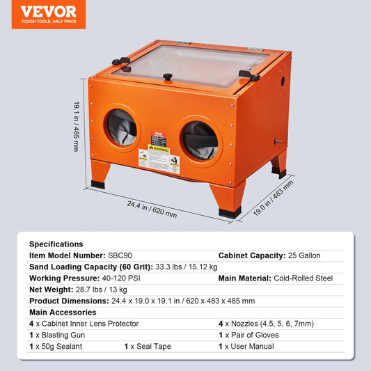 SucceBuy Sandblasting Cabinet Portable Benchtop Sandblaster