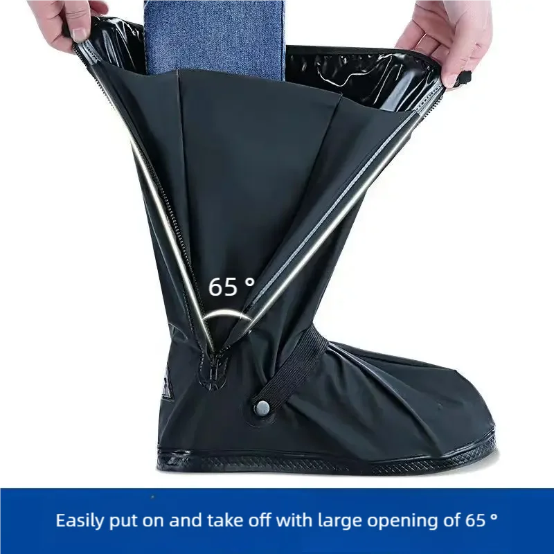 Rain Boot Shoe Cover Black Waterproof with Reflector High Top Clear Shoes Dust Covers for Motorcycle Bike Rain Cover Men Women