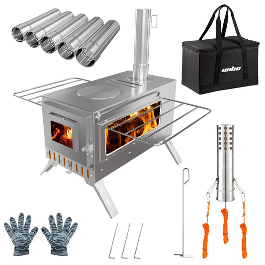 Portable Wood Burning Stove For Outdoor Heating And Cooking Gear