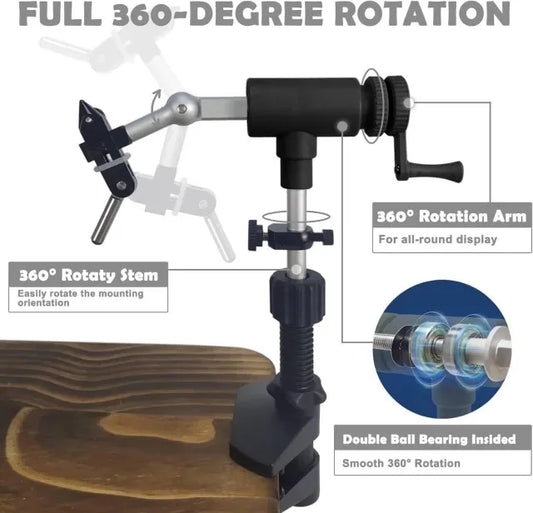 Aventik 360 Rotary Fly Tying Vise Aluminum Carbon Steel Jaws