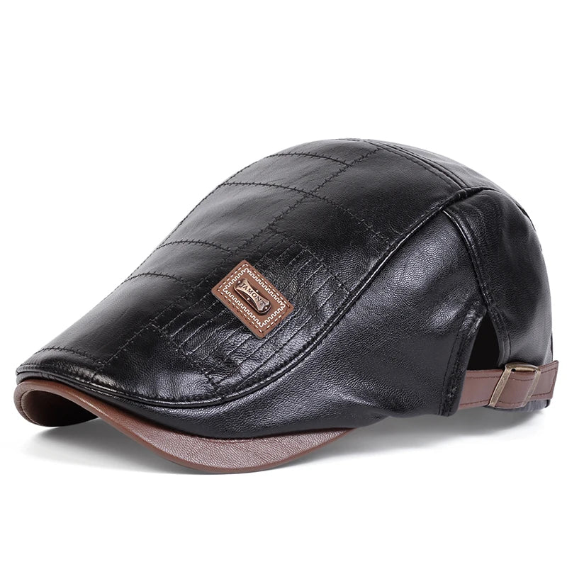 Newsboy PU Leather Cap Men Unisex Adjustable Hip Hop Style