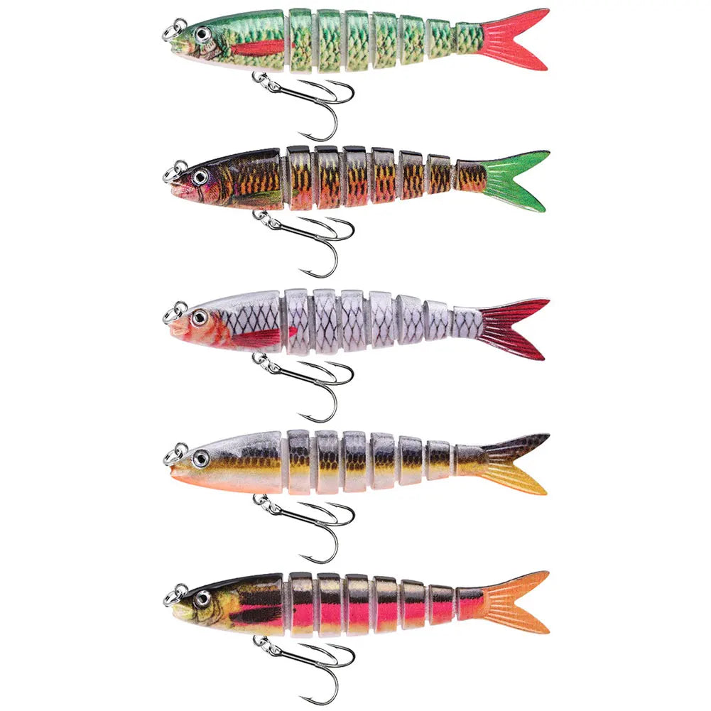 Alloet 5Pcs Jointed Swimbait Lures With Treble Hooks Sinking Crankbait