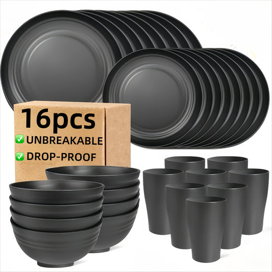 FCM Unbreakable Plastic Dinnerware Set Microwave and Dishwasher Safe