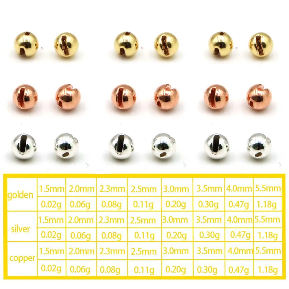 Tungsten Slotted Beads For Fly Fishing Tying 50Pcs