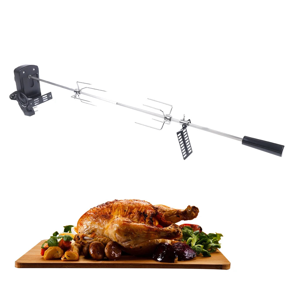 Electric BBQ Grill Spit Roaster Rotisserie Kit For Outdoor Grilling