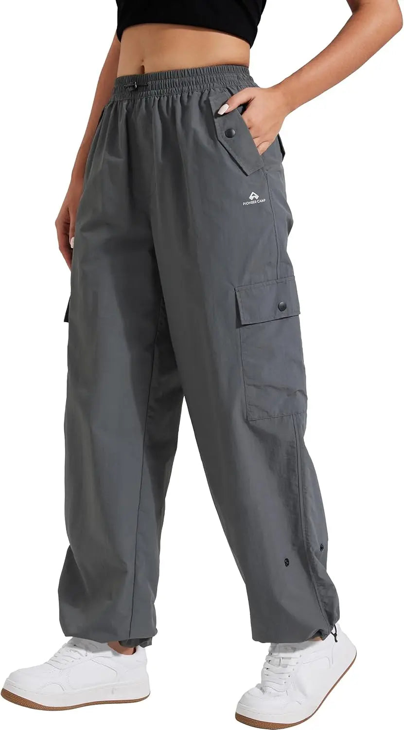 Pioneer Camp Womens Parachute Cargo Pants Baggy High Waisted Quick Dry Hiking
