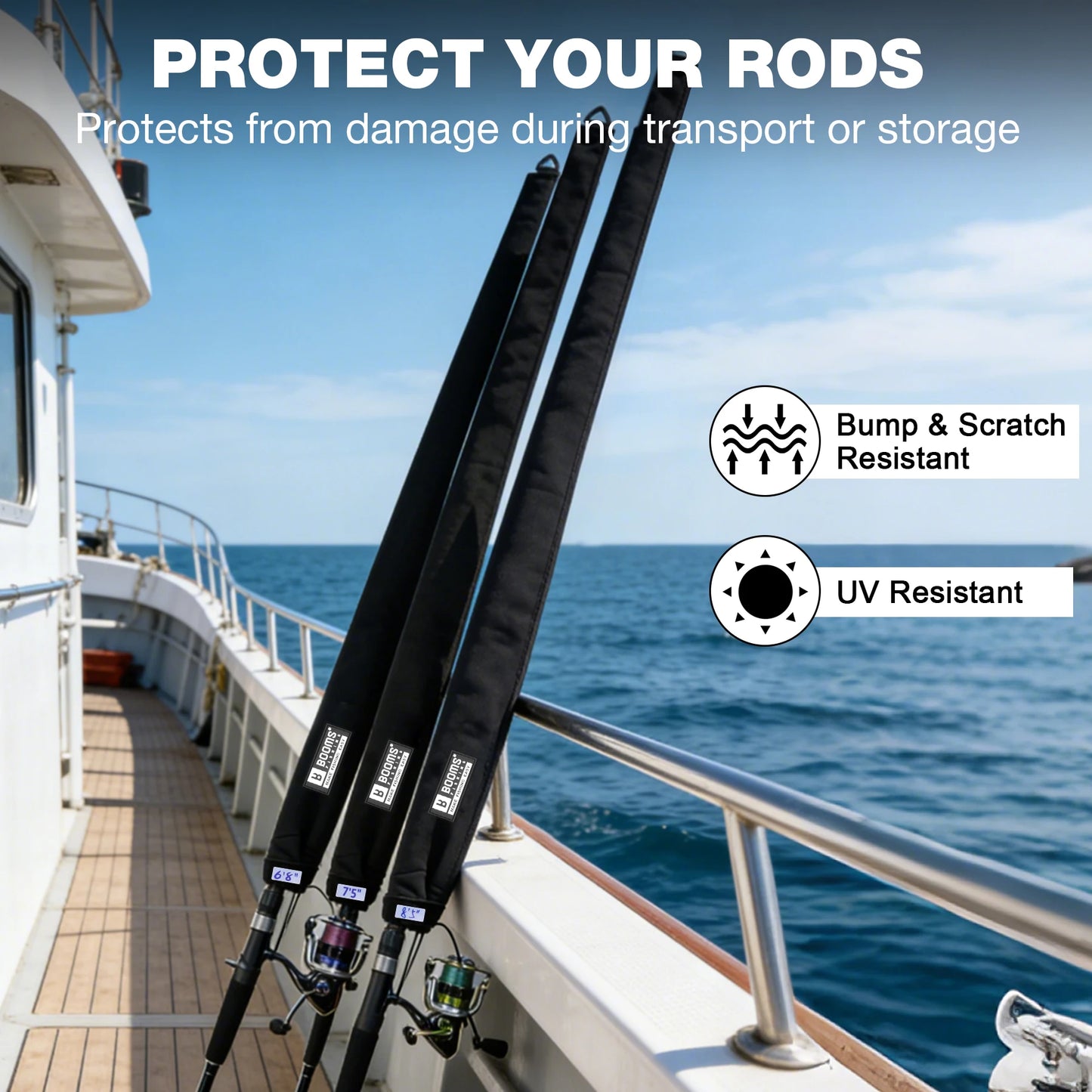 Booms Fishing Neoprene Rod Sleeve for Fishing Poles Protection