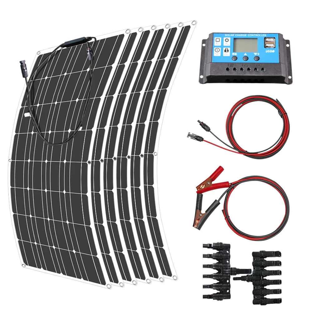ASUNERGE Flexible Monocrystalline Waterproof Solar Panel for RVs and Boats