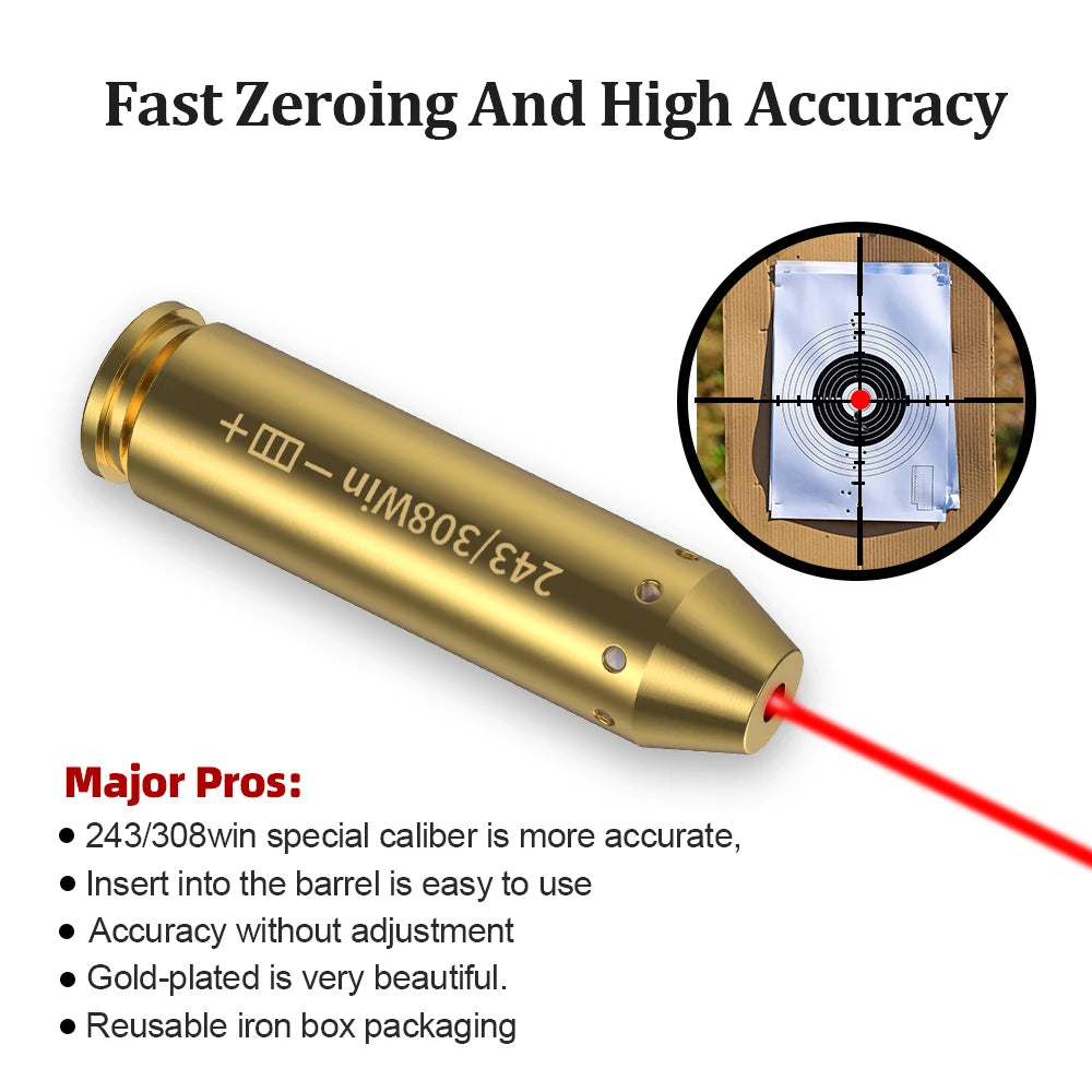 High-concerned Bore Sight Laser Cartridge Red Dot Sighter for Pistols